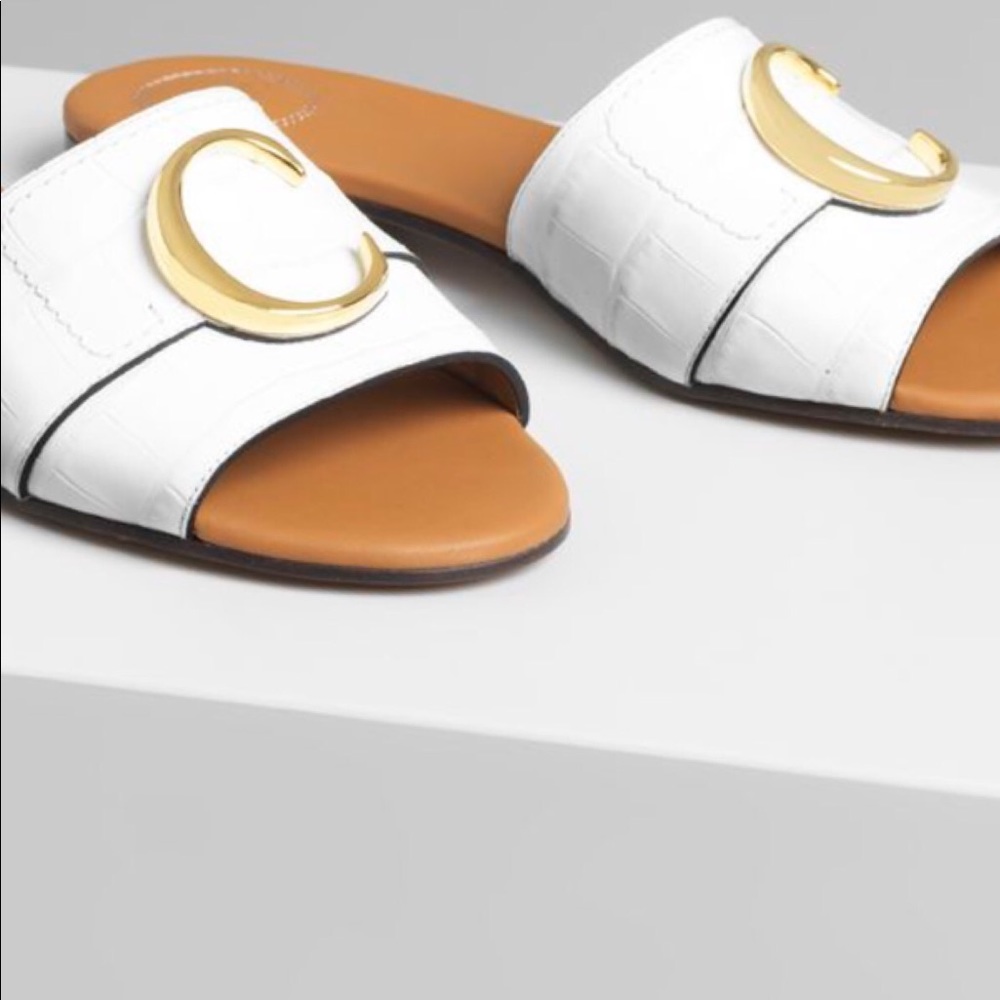 CHLOE NEW COLLECTION White C Flats AUTHENTIC - Picture 7 of 8